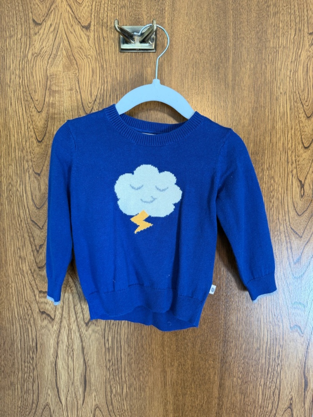 Children's Blue Cloud & Lightning Knit Sweater - Kids Shirts & Tops